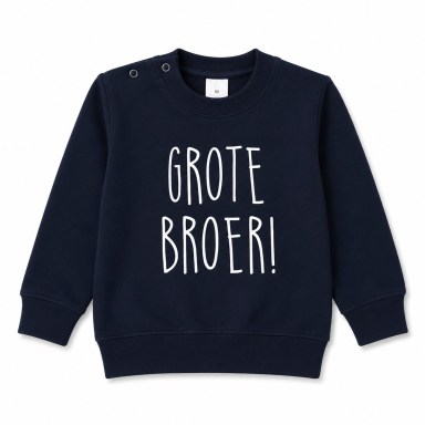 Blauwe sweater / Trui met witte tekst: Grote broer